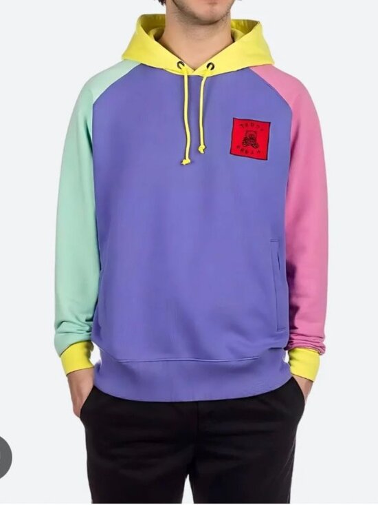 Teddy Fresh Other - Teddy Fresh Hoodie Mens XL Multicolor Colorblock Fleece Graphic Logo Pullover